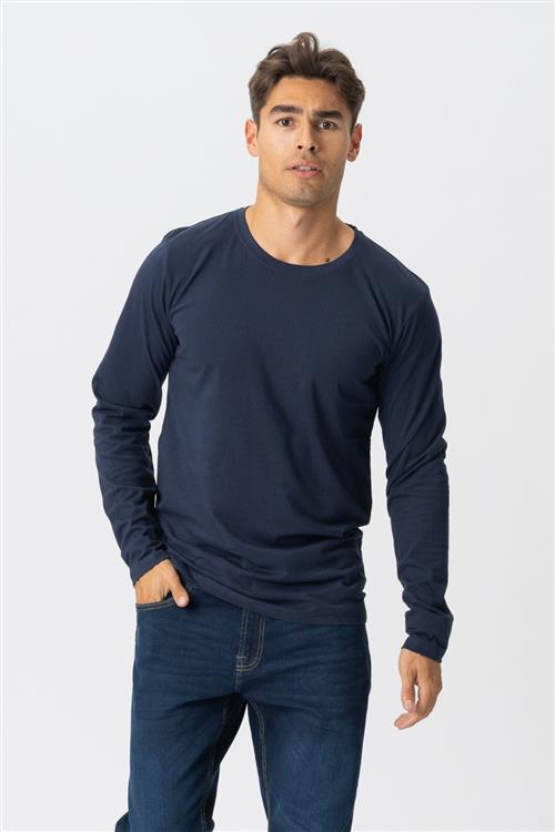 Basic Langærmet T-shirt - Navy - Herre - 3XL - TeeShoppen