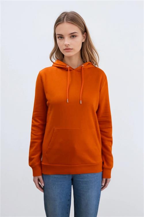 Boyfriend Sweat Hoodie - Orange - S - TeeShoppen