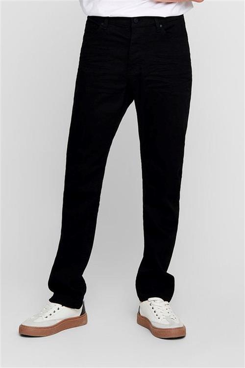 Mike Stretch Jeans - Sort (Bred pasform) - Regular fit - Herre - 32/32 - Only & Sons