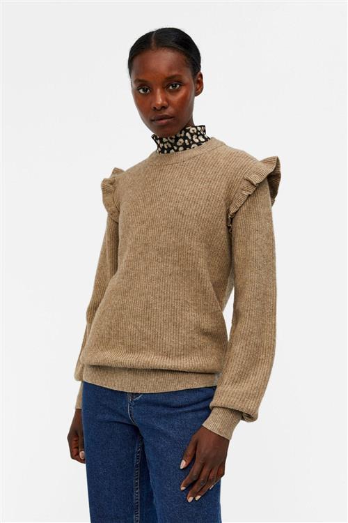 Herrena Ruffle Pullover Strik - Fossil - L - Object