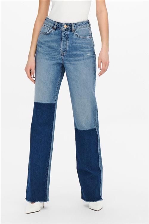 Zikka Farve Blok Bukser - Medium Blå Denim - Dame - M/32 - Jacqueline de Yong