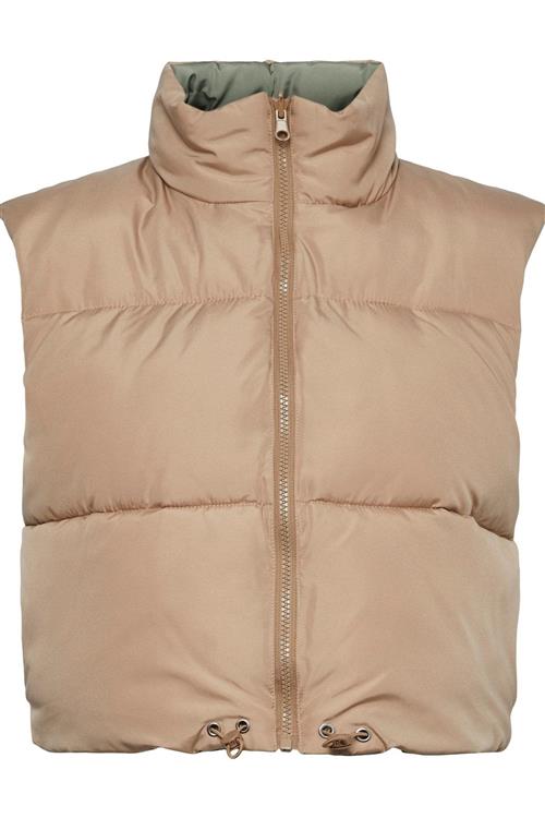 Nadia Short Puffer Vest - Silver Mink - Dame - S - PIECES