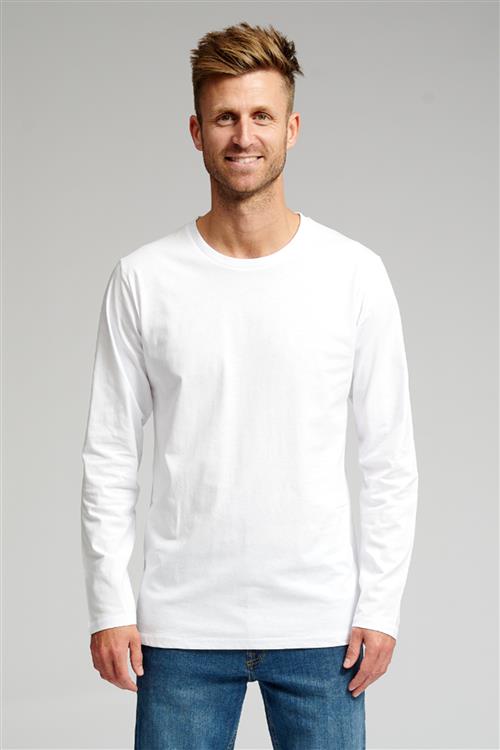Basic Langærmet T-shirt - Hvid - Herre - 3XL - TeeShoppen