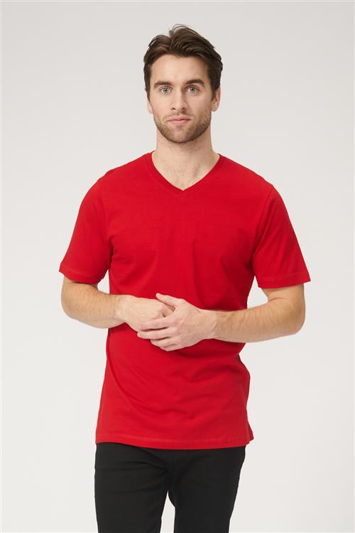Basic V-neck t-shirt - Rød - Herre - XL - TeeShoppen