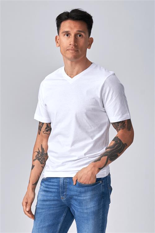 Basic V-neck t-shirt - Hvid - Herre - L - TeeShoppen