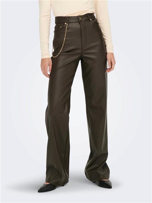 Camille Wide Faux Leather Bukser - Delicioso - M/32 - ONLY
