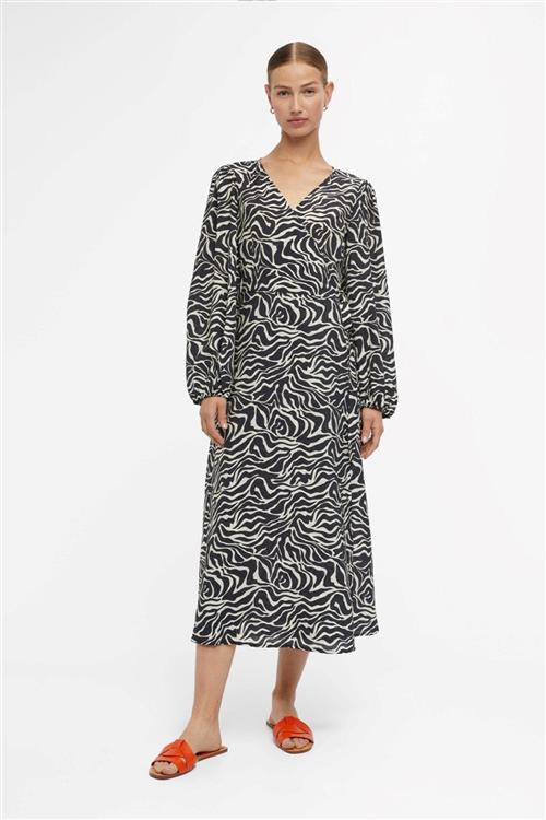 Leonora Midi Wrap Kjole - Sort Sandshell - 40 - Object