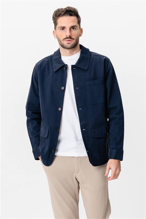 Twill Skjorte Jakke - Navy - M - TeeShoppen