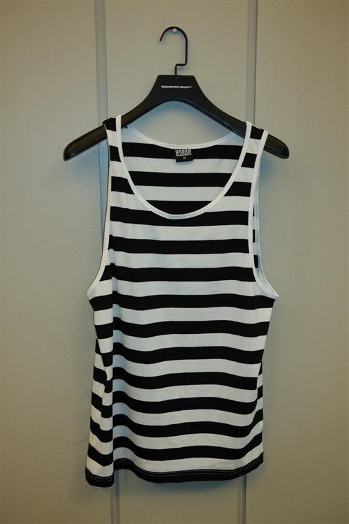 Stripe Tanktop - Hvid-Sort - Herre - L - Urban Classics