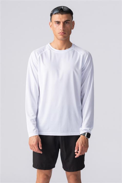 Langærmet Trænings T-shirt - Hvid - Herre - L - TeeShoppen