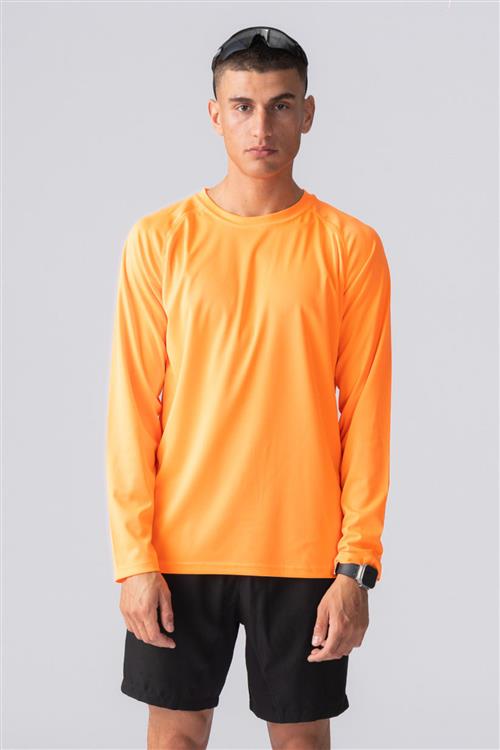 Langærmet Trænings T-shirt - Orange - Herre - S - TeeShoppen