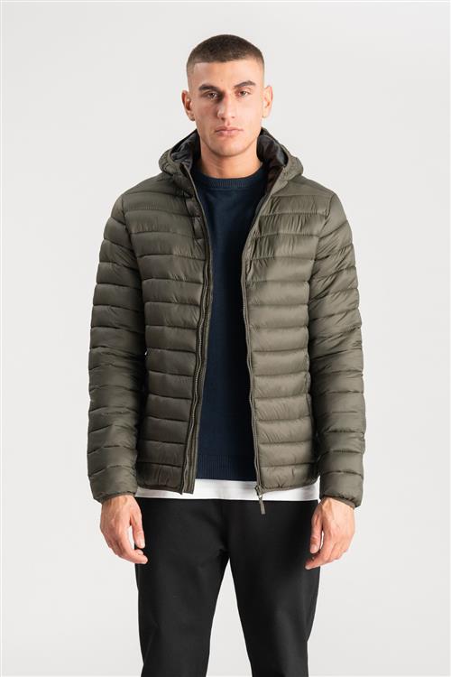 Hooded Let Puffer Jakke - Oliven - Herre - 2XL - TeeShoppen