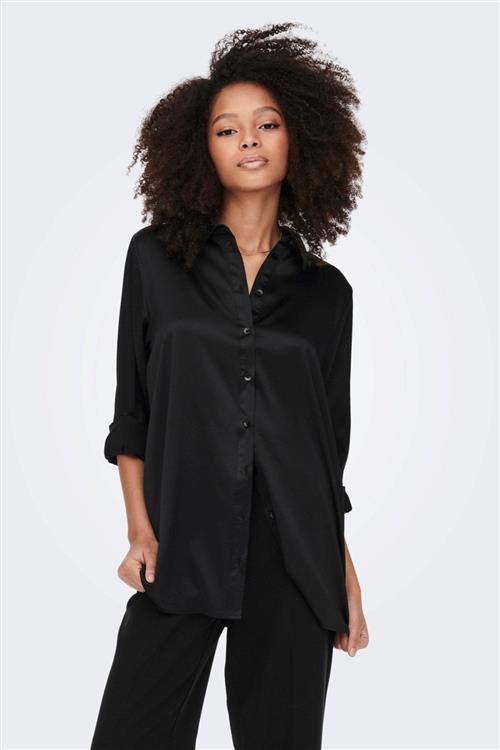 Victoria Satin Skjorte - Sort - L - ONLY
