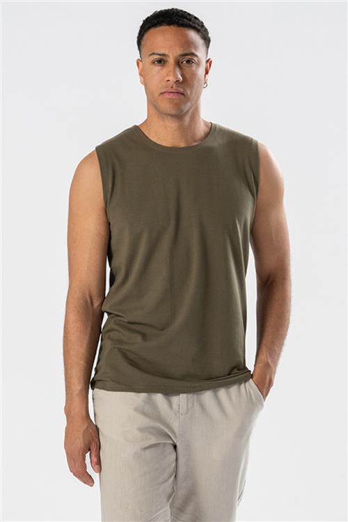 Sleeveless Tee - Oliven - Herre - XL - TeeShoppen