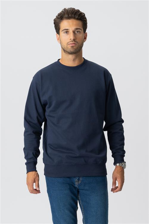 Basic Crewneck - Navy - Herre - 4XL - TeeShoppen