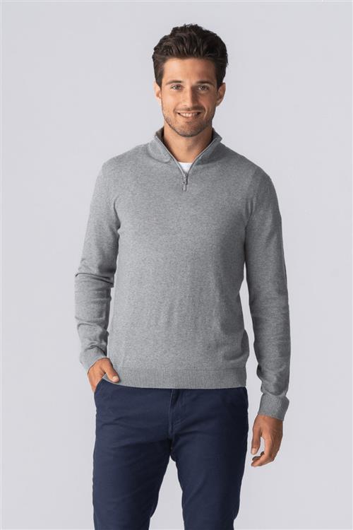 Pullover Half Zip - Grå Melange - Herre - 3XL - TeeShoppen