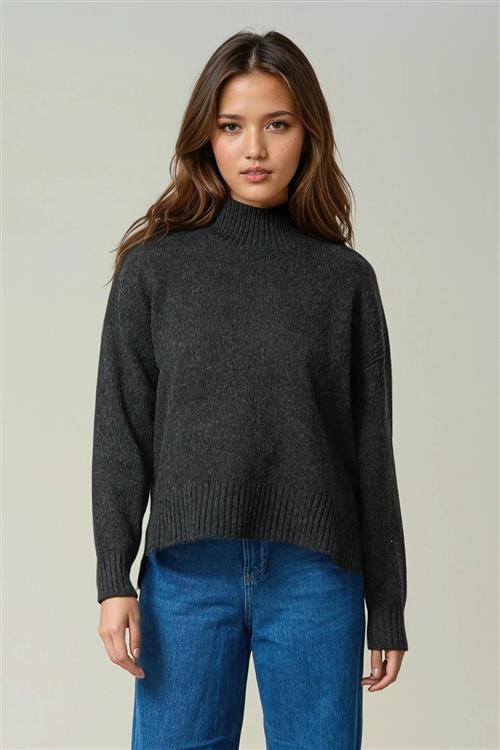 Julia Strik - Mørkegrå Meleret - Dame - XL - TeeShoppen