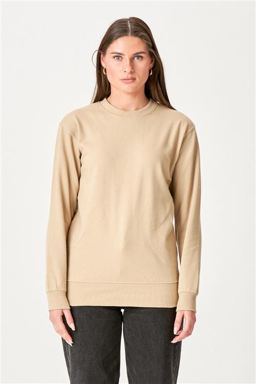 Basic Crewneck - Sand (dame) - Dame - S - TeeShoppen