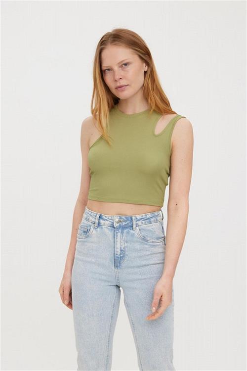 Ofelia Neia Tank Crop Top - Sage - L - Vero Moda