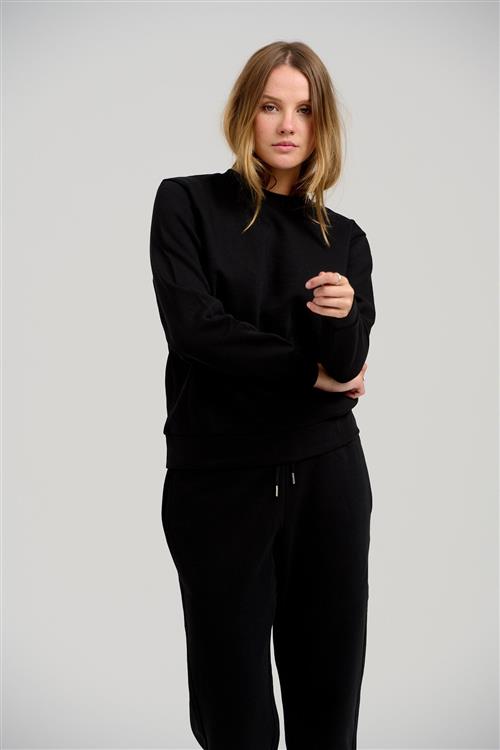 Basic Crewneck Sweat - Sort - Dame - XL - TeeShoppen