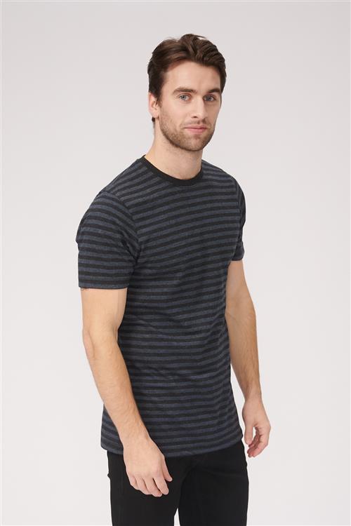 Nørregade Stripe - Meleret blå-Sort - Herre - 2XL - TeeShoppen