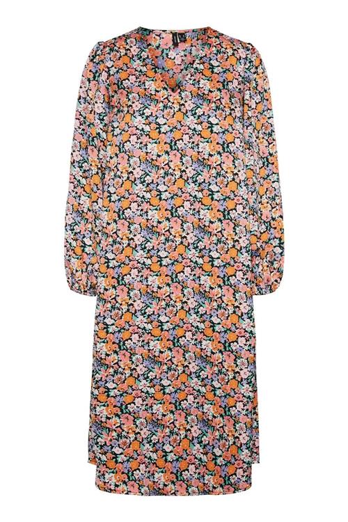 Allys Blomstret Midi Kjole - Sort - Dame - M - Vero Moda