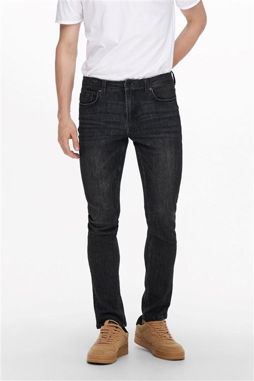 Loom Life Slim Jeans - Sort Denim - Slim fit - Herre - 29/34 - Only & Sons