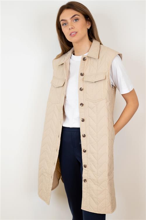 Magda Lang Quilted Vest - Nomad - Dame - XL - Vero Moda