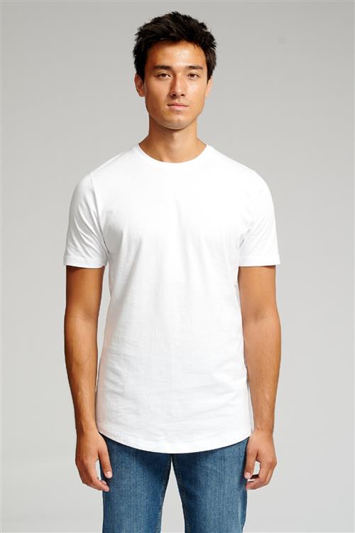Long T-shirt - Hvid - Herre - XL - TeeShoppen