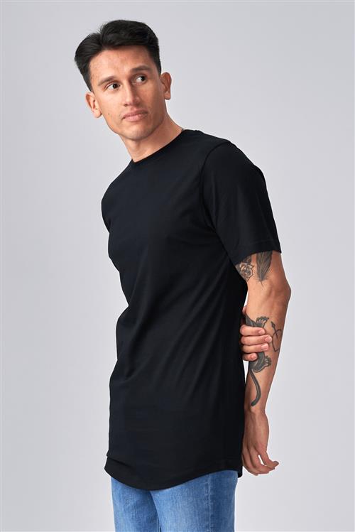 Long T-shirt - Sort - Herre - M - TeeShoppen