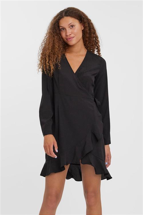 Henna Wrap Frill Kjole - Sort - XL - Vero Moda