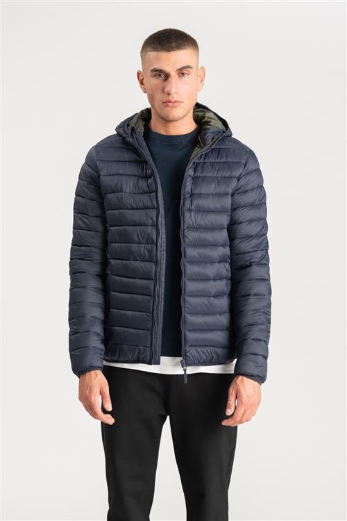 Hooded Let Puffer Jakke - Navy - Herre - S - TeeShoppen
