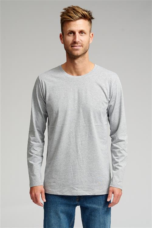 Basic Langærmet T-shirt - Grå - Herre - XL - TeeShoppen