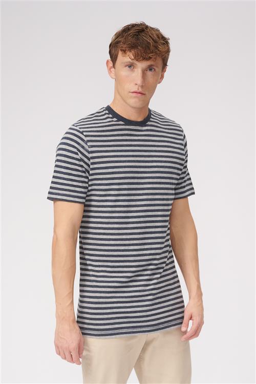 Nørregade Stripe - Meleret blå-Grå - Herre - L - TeeShoppen