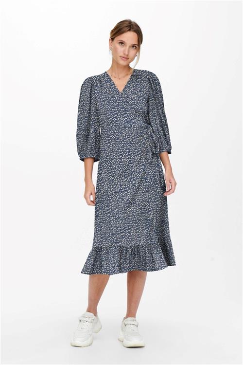 Olivia 3/4 Wrap Midi Dress - Blue Mirage - L - ONLY