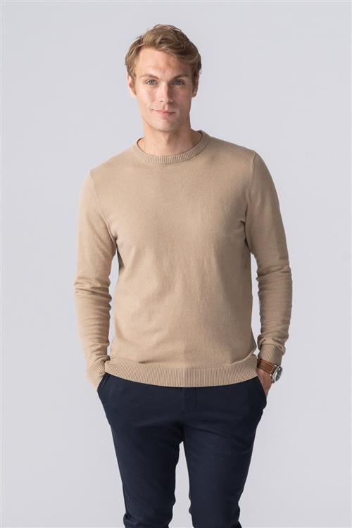 Pullover Rundhals - Sand - Herre - S - TeeShoppen