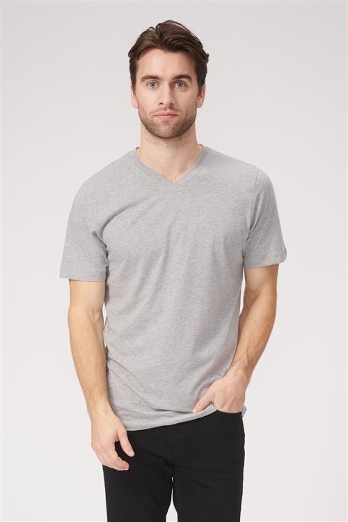 Basic V-neck t-shirt - Oxford Grå - Herre - 2XL - TeeShoppen