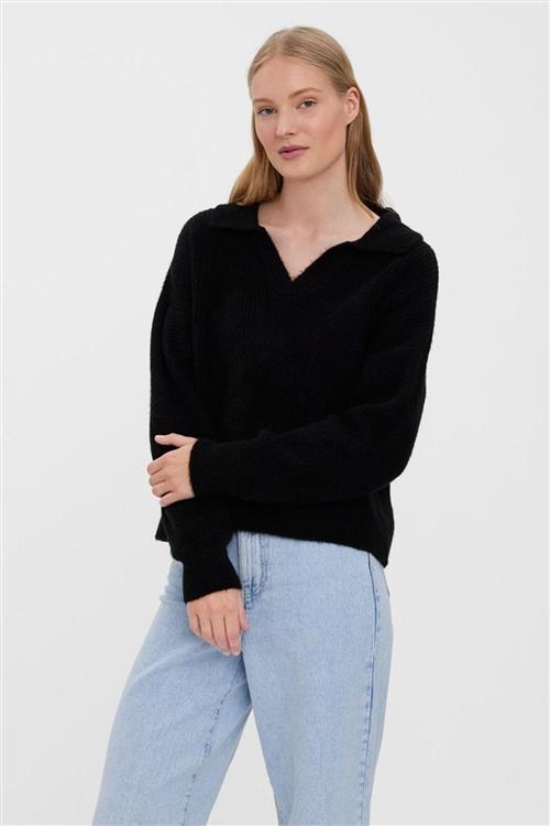 Olina Collar Bluse - Sort - S - Vero Moda