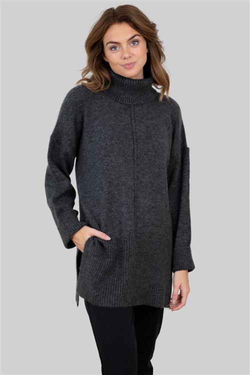 Tatiana Roll Neck Pullover - Mørkegrå - Dame - S - ONLY