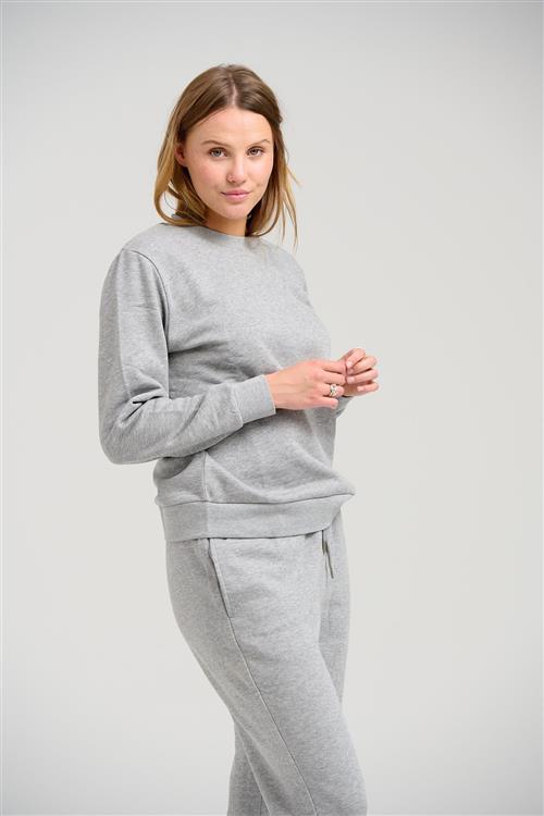 Basic Crewneck Sweat - Lysegrå Melange - Dame - M - TeeShoppen