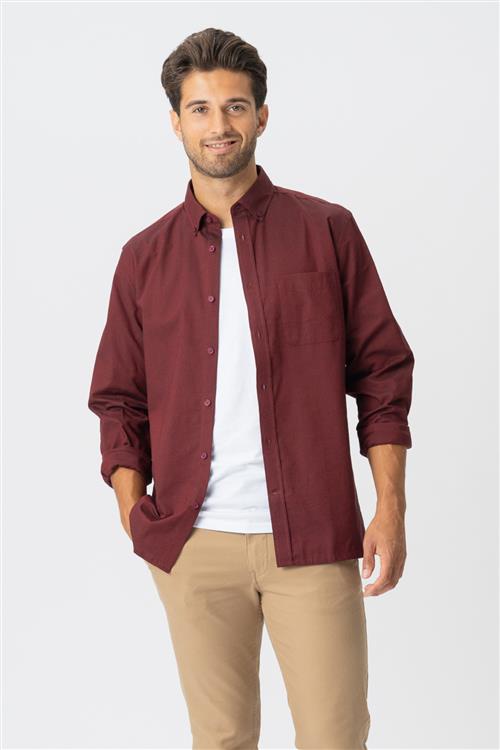 Originale Performance Oxford Skjorte - Bordeaux - Herre - L - TeeShoppen