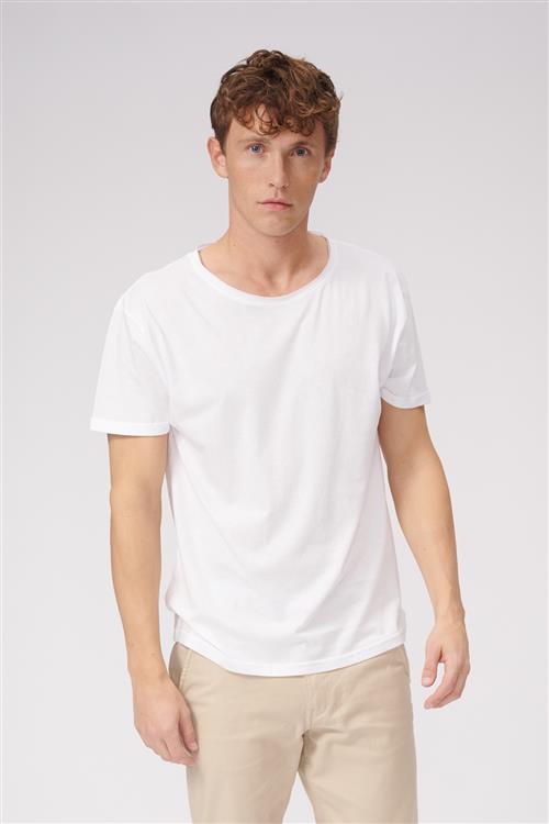Dyb Rund Hals - Hvid - Herre - XS - TeeShoppen