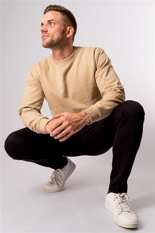Basic Crewneck - Sand - Herre - 3XL - TeeShoppen