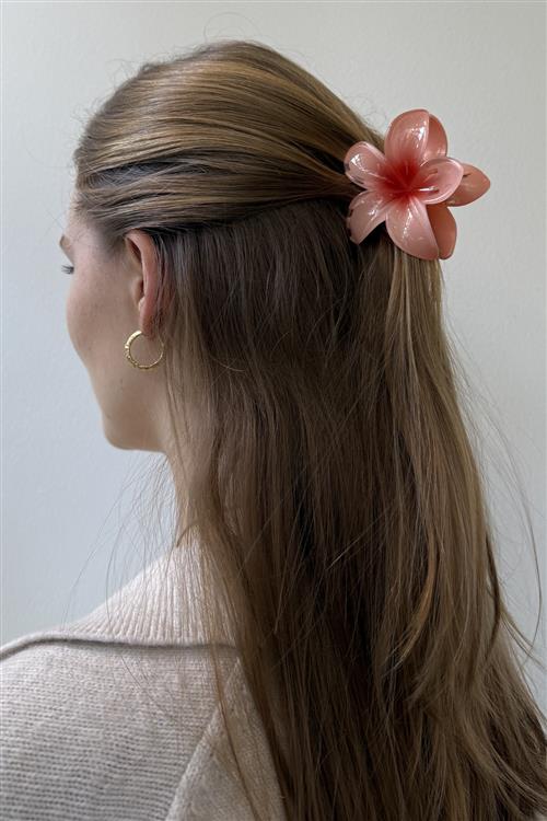 Blomster Hårklemme - Pink/Rød - One Size - TeeShoppen