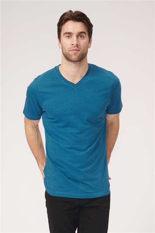 Basic V-neck t-shirt - Petroleum Blå - Herre - M - TeeShoppen