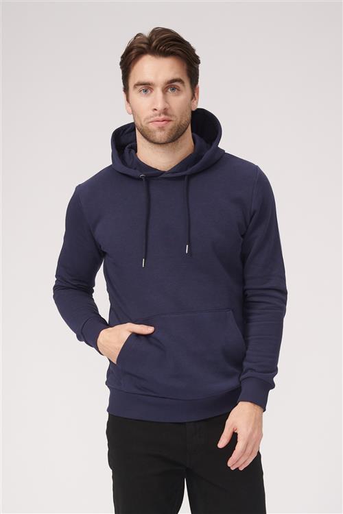 Basic Hoodie Sweat - Navy - Herre - L - TeeShoppen