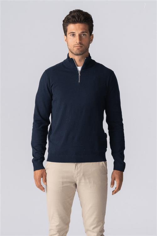 Pullover Half Zip - Navy - Herre - 2XL - TeeShoppen