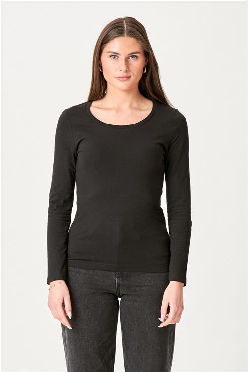 Basic langærmet T-shirt - Sort - Dame - XS - TeeShoppen