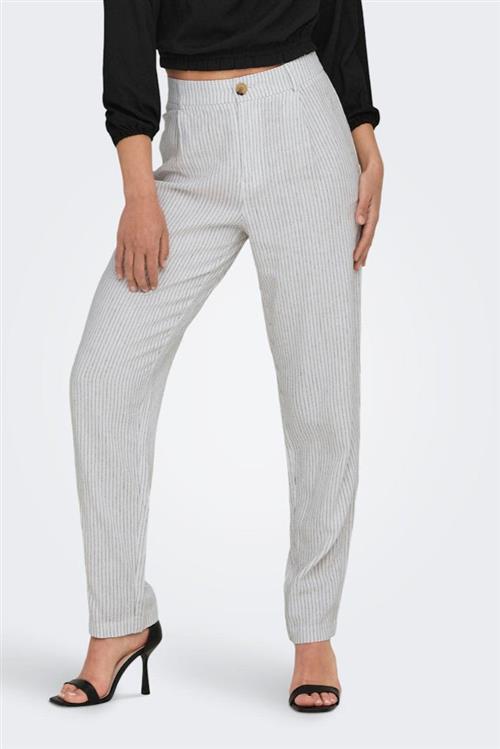Olga Linen Pinstripe Pants - Bright White - 42/32 - ONLY