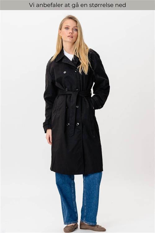 Linea trenchcoat - Sort - Dame - XS - TeeShoppen